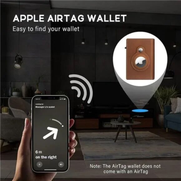 AirTag Wallet Genuine Leather Air Tag Wallet RFID Technology Credit Card Holder - Picture 6 of 7